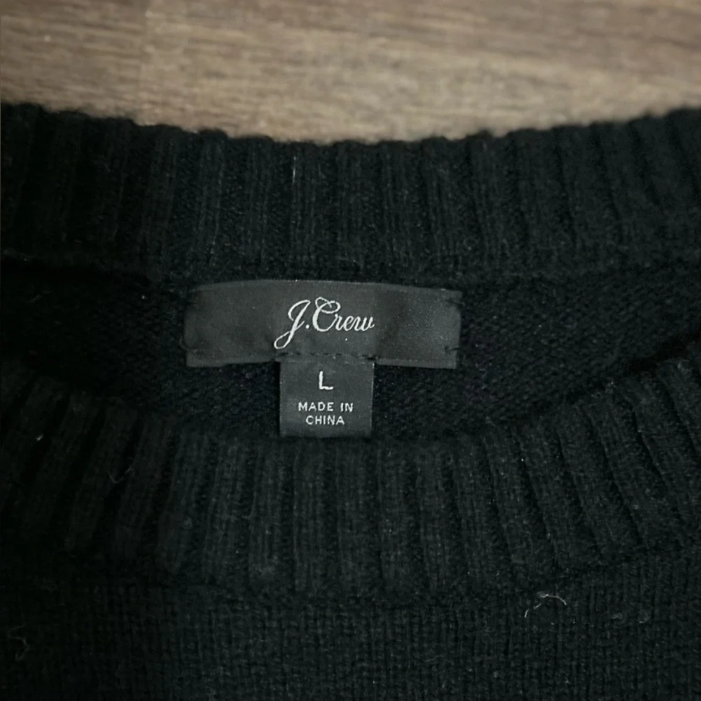 J. Crew Crewneck Sweater with Jeweled Buttons in Black. Size L